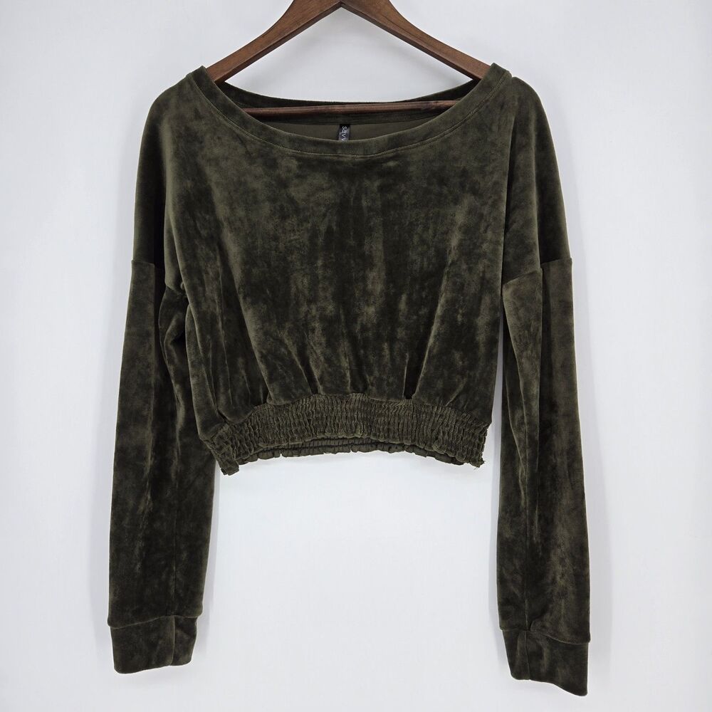 Savvi Green Velvet Cropped Victorian Whimsigoth Top Medium